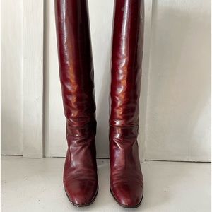 Gorgeous Vintage Oxblood Red Leather Knee High BALLY Boots 7 1/2